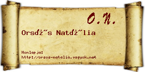 Orsós Natália névjegykártya